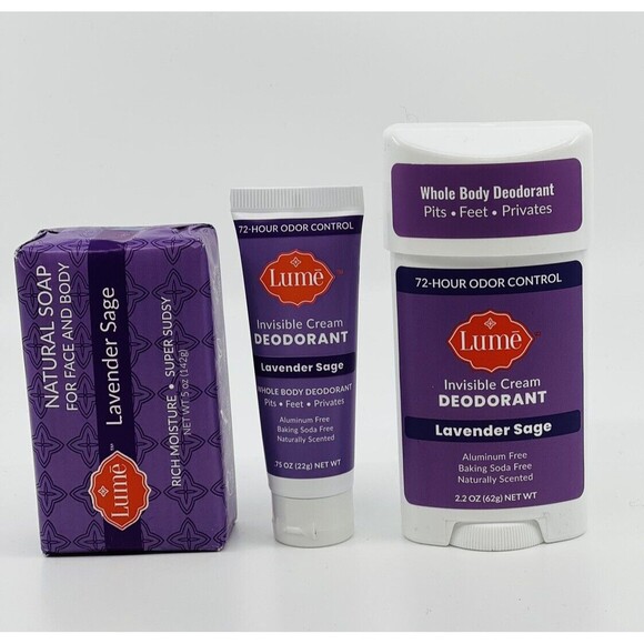 LAVENDER SAGE Bundle Full Cream Deodorant Mini Cream Deodorant Tube 5oz Bar Soap - Picture 5 of 7